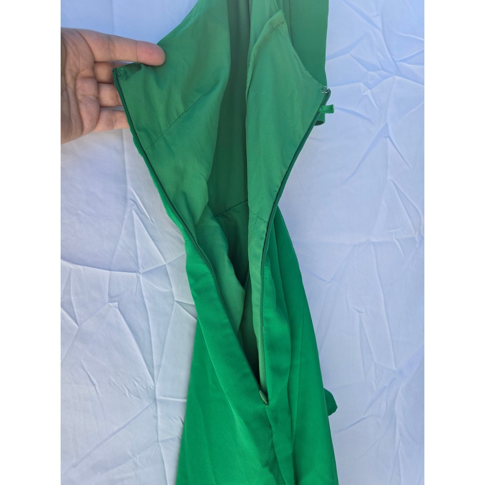 Green One Shoulder Cutout Mini Dress with Side Tie Wrap Skirt - Picture 5 of 10